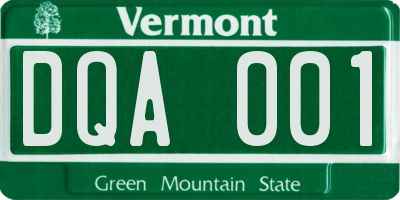 VT license plate DQA001