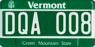 VT license plate DQA008