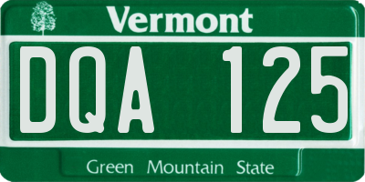 VT license plate DQA125