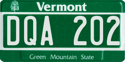 VT license plate DQA202