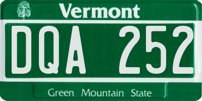 VT license plate DQA252