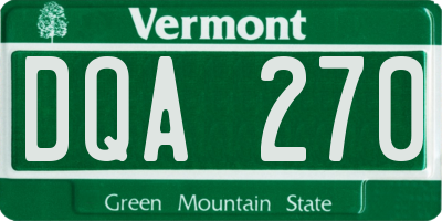 VT license plate DQA270