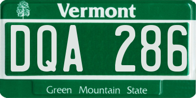 VT license plate DQA286