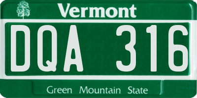 VT license plate DQA316