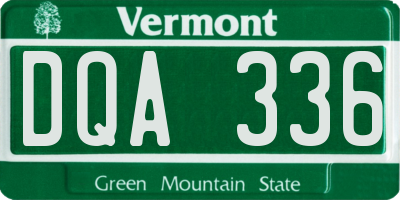 VT license plate DQA336