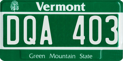 VT license plate DQA403