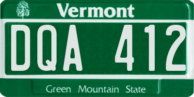 VT license plate DQA412