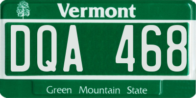 VT license plate DQA468
