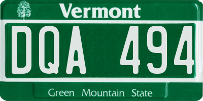 VT license plate DQA494