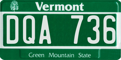 VT license plate DQA736