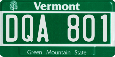 VT license plate DQA801