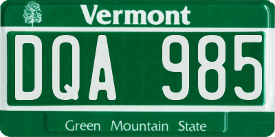 VT license plate DQA985