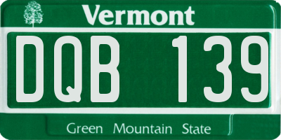 VT license plate DQB139