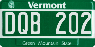 VT license plate DQB202