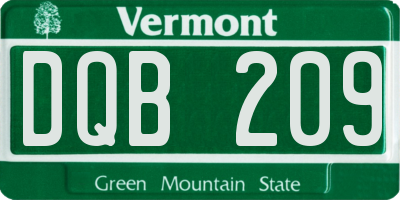 VT license plate DQB209