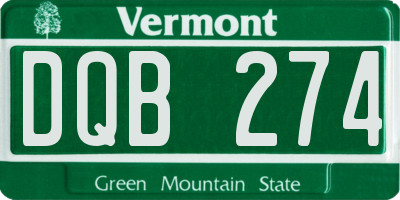 VT license plate DQB274
