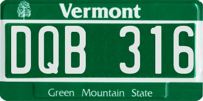 VT license plate DQB316