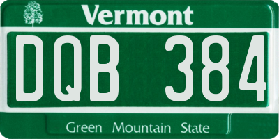 VT license plate DQB384