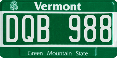 VT license plate DQB988