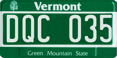 VT license plate DQC035