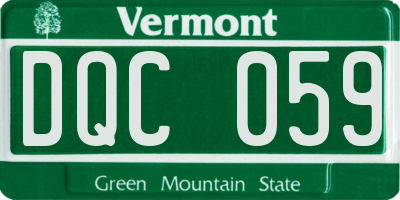 VT license plate DQC059