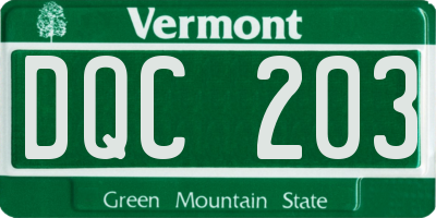 VT license plate DQC203