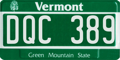 VT license plate DQC389