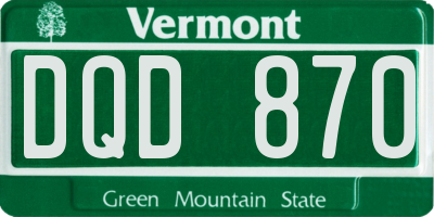 VT license plate DQD870