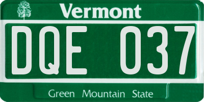 VT license plate DQE037