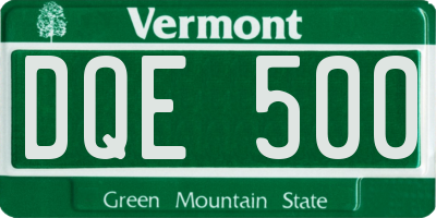 VT license plate DQE500