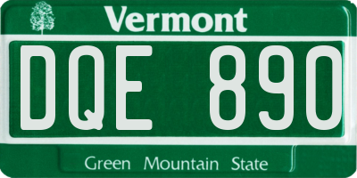 VT license plate DQE890