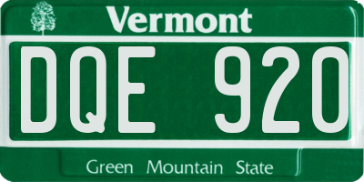 VT license plate DQE920