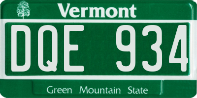 VT license plate DQE934