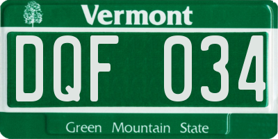 VT license plate DQF034