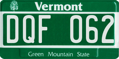 VT license plate DQF062