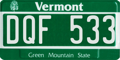 VT license plate DQF533