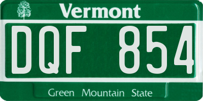 VT license plate DQF854