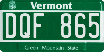 VT license plate DQF865