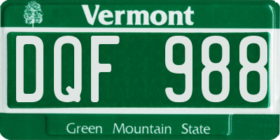 VT license plate DQF988