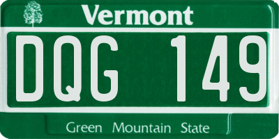 VT license plate DQG149