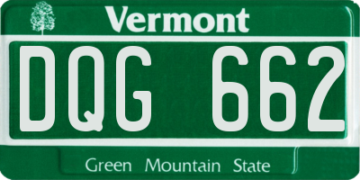 VT license plate DQG662