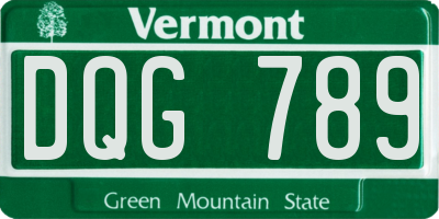 VT license plate DQG789
