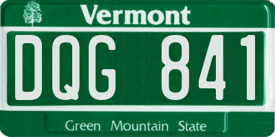 VT license plate DQG841
