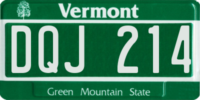 VT license plate DQJ214