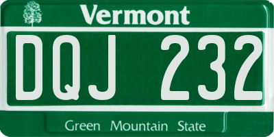 VT license plate DQJ232