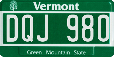 VT license plate DQJ980