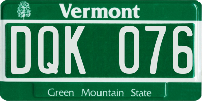 VT license plate DQK076