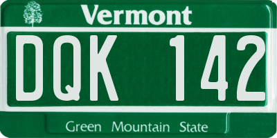 VT license plate DQK142