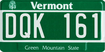 VT license plate DQK161