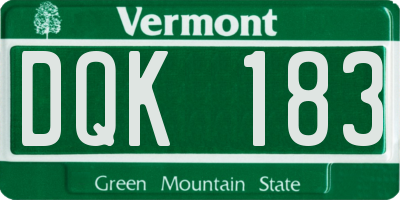 VT license plate DQK183